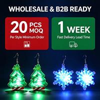 Boucles d'oreilles lumineuses Père Noël, pendantes et scintillantes, pour fêtes de fin d'année, événements en boîte de nuit, vente en gros, en stock