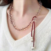 Collier en corde rouge perlé de verre pour femme, pendentif gourde, pompon, style chinois léger, vente en gros