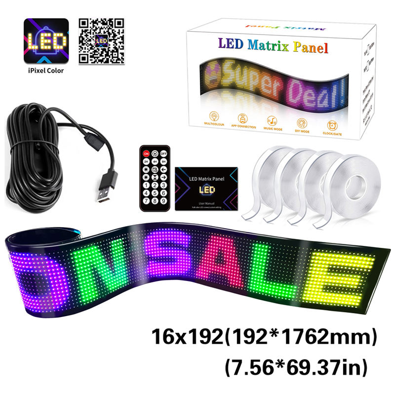 Flexible LED Sticker Screen Smart Programmable LED Sign USB App Control ...