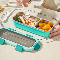 Boîte à lunch en acier inoxydable pour micro-ondes, à une seule couche, avec compartiments, étanche, pour conserver la fraîcheur, boîte à bento portable, boîte de rangement alimentaire