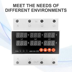 3 مراحل 3 P + N Din السكك الحديدية الفولتميتر مقياس التيار الزائد قابل للتعديل والحد من الجهد المنخفض - Product Image 4