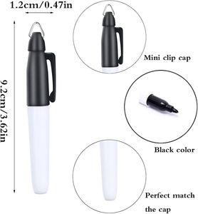 KHY – Lot de mini-marqueurs permanents noirs non toxiques et imperméables, personnalisables, avec clip porte-clés, pour écriture et dessin (vente en gros) - Product Image 2