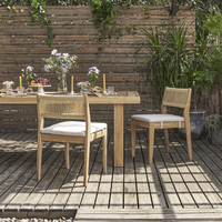 Vente en gros, meubles de jardin, Patio de Restaurant en bois de teck imperméable, ensemble de Table à manger d'extérieur de sept pièces