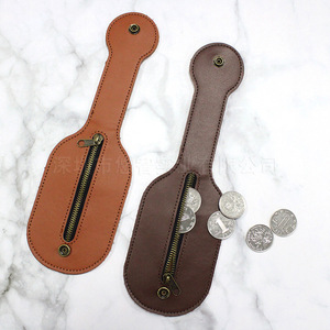 Cross-border Boston <b>coin</b> purse, outdoor self-defense leather paddle, pea pod leather zipper <b>bag</b>/<b>coin</b> pouch - Product Image 1
