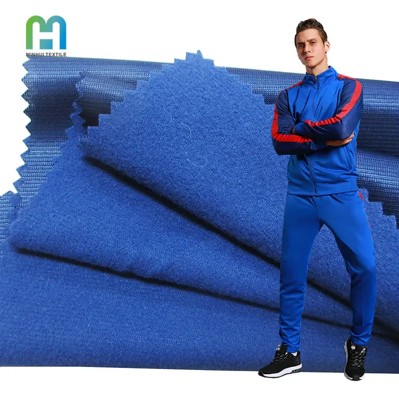 Material resistente al desgaste, tela de terciopelo de poliéster de lana cepillada para uniformes juveniles de atletismo