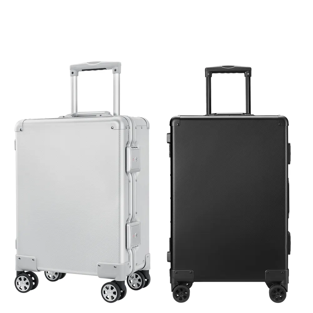 New style custom logo luxury carry on suitcase hardshell 100% aluminum alloy travel luggage