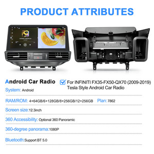 Navihua New Upgrade 12.3'' Android <b>Car</b> Radio Multimedia Carplay GPS Navigation DSP Auto Stereo for Infiniti FX35 FX50 QX70 2009 - Product Image 2