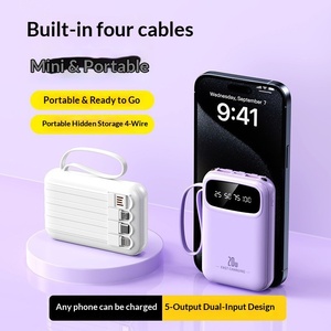 Mini <span class=keywords><strong>batterie</strong></span> <span class=keywords><strong>externe</strong></span> en plastique certifiée 3C, 20 000 mAh, <span class=keywords><strong>batterie</strong></span> lithium-ion compacte et portable avec câble intégré, logo <span class=keywords><strong>personnalisable</strong></span> pour - Product Image 2