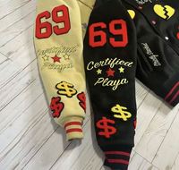 Logo personnalisé Streetwear lettre homme Baseball laine hommes noir recadrée veste chenille broderie Patch varsité veste fabricants