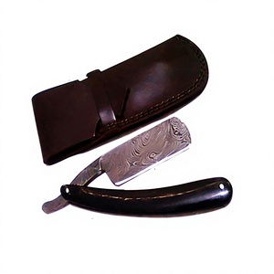 ASAP Professional Straight Face Shaving Razor 60-Layer Damascus Stainless Steel Wood <b>Bikini</b> Under-Arms Shaving for <b>Men</b> - Product Image 1
