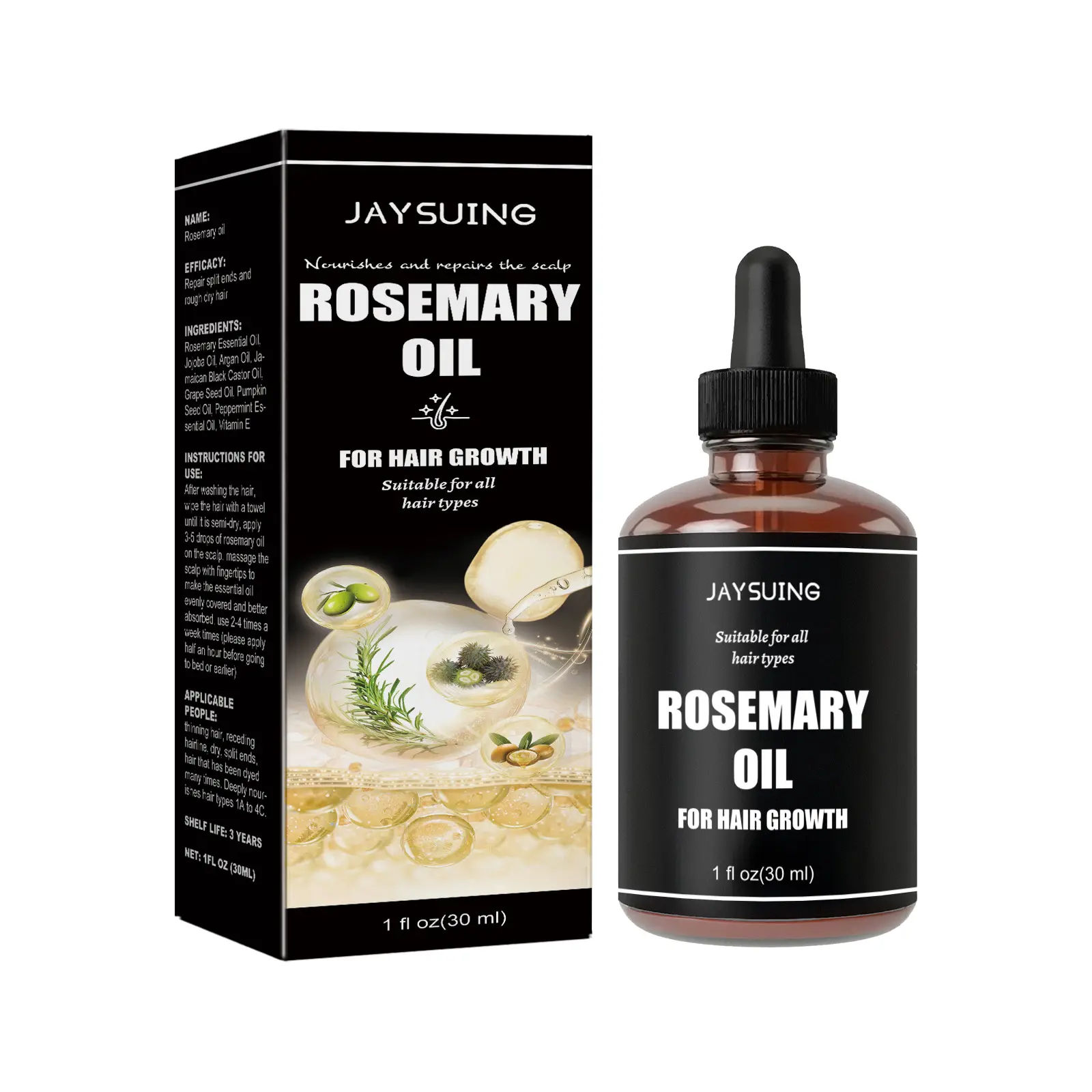 JAYSUING Organics Rosemary Scalp Hair Strengthening Oil With Biotin Essential Oils Hair Treatment