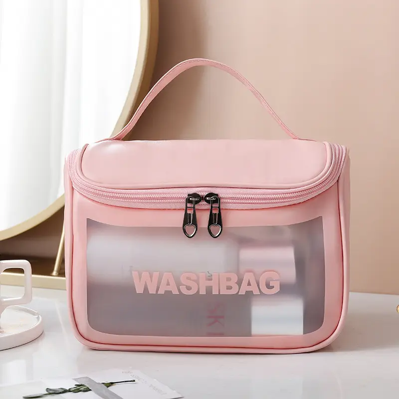 Benutzer definierte Großhandel Frauen Reise Make-up-Tasche Umwelt freundliche PVC Clear Cosmetic Bags