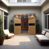 Sauna de Infrarrojos Moderna para Apartamento Montana, Bajo EMF, Cabina de Sauna de Madera de Cedro Rojo Sólido, Enchufe Estándar de EE. UU., 240V, para 2 Personas