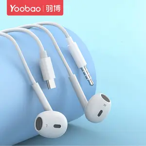 YOOBAO Heasphone适合Iphone 15三星3.5毫米tyep-c连接器，带数字解码芯片立体声耳塞入耳式有线耳机