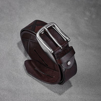 Ceinture pour homme WIZNEERK, style coréen vintage, en cuir de vache véritable, boucle à ardillon en alliage, moulage monobloc, largeur 3,8 cm, durable