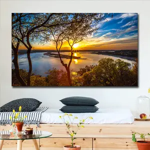 Moderne Dämmerung Sonnen untergang Landschaft Leinwand Malerei Wand kunst Bilder und Poster für Home Decor Cuadros Wohnzimmer Dekoration