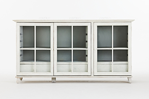 Credenza in Stile Country Francese Shabby Chic Japandi, Legno di Pino Riciclato, Fatta a Mano, Bianco Antico, per <span class=keywords><strong>Soggiorno</strong></span> e <span class=keywords><strong>Cucina</strong></span> in Stile Fattoria - Product Image 3