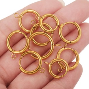Aros de Acero Inoxidable con Baño de Oro PVD de 18k, con Gancho y Anillo de Unión para la Creación de Joyería DIY - Product Image 3