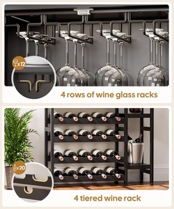 Casier à <span class=keywords><strong>vin</strong></span> autoportant à 4 niveaux <span class=keywords><strong>Porte</strong></span> en <span class=keywords><strong>verre</strong></span> pour bouteilles d'alcool Organisateur d'étagères latérales pour le rangement des accessoires d'alcool 4 couches - Product Image 5