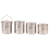 Vente chaude 750ml Titane Tasse 450ml En Plein Air Portable Camping Pique-Nique Tasse À Eau Tasse avec Poignée Pliable Camping Pot