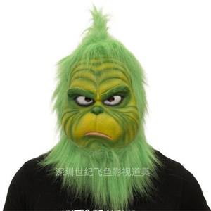 Halloween Grinch vert cheveux monstre <span class=keywords><strong>masque</strong></span> noël <span class=keywords><strong>voleur</strong></span> monstre Latex capuche gants vacances drôle accessoires - Product Image 1