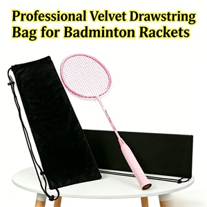 Sac à cordon en velours doux de qualité supérieure pour 1 à 3 raquettes de <span class=keywords><strong>badminton</strong></span>, <span class=keywords><strong>pochette</strong></span> de rangement protectrice avec logo personnalisé - Product Image 6