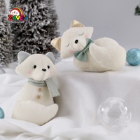 Zaves Décorations de Noël d'intérieur Paire de renards blancs élégants Thème de la neige d'hiver en peluche pour un usage quotidien à la maison