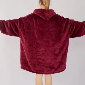 Schlussverkauf günstiger Preis kapuzen-tragbares Sweatshirt flanell plüsch Sherpa Übergröße Hoodie Decke Sweatshirt für Kinder und Erwachsene