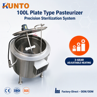 Pasteurisateur Électrique 100L 6KW avec Contrôle Numérique de Température 0-99°C, Mélangeur à Double Pale, Marque Renommée, PLC, Garantie 1 An pour le Lait