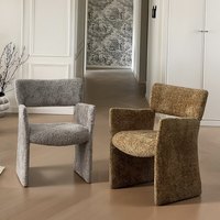 Fauteuil de salle à manger rembourré de style Mid-Century, luxe léger, avec dossier incurvé, chaise d'appoint pour coiffeuse ou chambre à coucher