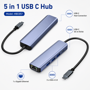 <span class=keywords><strong>Hub</strong></span> USB-C 5 en 1 con Gigabit Ethernet, 3x USB 3.0 5Gbps, Entrada de CC 5V/4A, Adaptador Multipuerto con Carcasa de Aluminio - Product Image 2