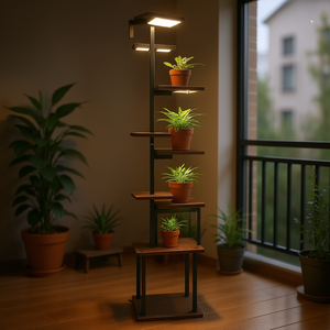 Soporte de Metal para Plantas de Interior con Iluminación LED de Espectro Completo, 63 Pulgadas, 9 Niveles, para Exhibición de Flores en Esquinas, Balcones y Salas de Estar - Product Image 2