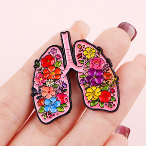 2026 Novo Design Criativo Broche de Metal com Flor e Órgãos Humanos para Decoração de Roupas de Médico e Bolsas, Presente Promocional em Atacado - Product Image 2