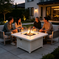 Table de foyer carrée en aluminium pour chauffage extérieur avec gaz BTU 55000-65000 Modèle ULC-FP42-D-E