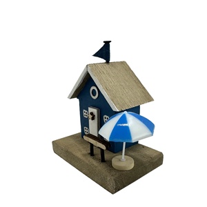 Woonkamer Strand Blauw Zee <span class=keywords><strong>Design</strong></span> Drijfhout 3d Huisvorm Hout Ambachtelijke Blok Houten Decoratie Ornamenten Met Zonnescherm - Product Image 4