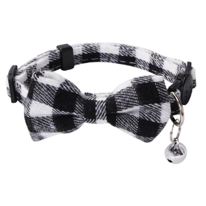 PUPE Modern Cartoon Multi Color Small Cat & <b>Dog</b> Training Collar <b>Bow</b> Tie Bells Soft Adjustable Breakaway Buckle Corduroy Ribbons - Product Image 4