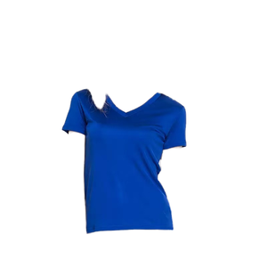 Camiseta Personalizada para Mujer, Cuello en V, Color Azul Rey, Algodón Liso, Deportiva, Manga Corta, Corte Ajustado, Casual, Camisetas Lisas al por Mayor, Proveedor OEM - Product Image 1