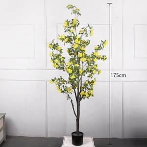 Qiaoqihao — petit arbre de fleurs d'abricot et fleurs, centre de table intérieur artificiel en soie, artemiaque, pour décoration de mariage, pour fête - Product Image 6