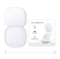 Miroir de maquillage pliable multifonctionnel personnalisé avec LED, loupe grossissante 5x haute définition et outils de retouche de maquillage