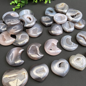 Lunas de Ágata Druzy Talladas a Mano al por Mayor, Artesanías de Piedras Semipreciosas, <span class=keywords><strong>Luna</strong></span> de Geoda Druzy - Product Image 1