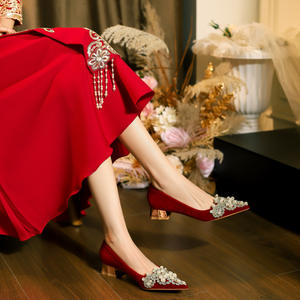 Chaussures de demoiselle d'honneur pour robe de mariée, chaussures de demoiselle d'honneur à talons hauts en cristal français, chaussures élégantes pour femmes - Product Image 5