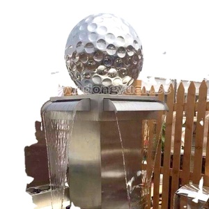 Fuente de Agua con Bola de Golf de Acero Inoxidable, Escultura Artística de Acero Inoxidable para Exteriores - Product Image 1