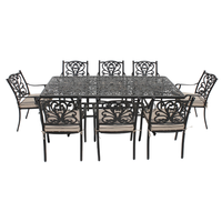 Moderno al por mayor Durable impermeable de aluminio fundido al aire libre Patio Muebles de jardín Juego de mesa de comedor con sillón