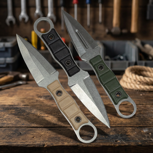 Cuchillo de Bolsillo Plegable de Acero Inoxidable AM 3012 de A&M Enterprises, con Botón de Apertura, Mango de Plástico Industrial, Garantía de 1 Año, EDC OEM - Product Image 3