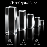 HBL Vente en gros de cubes rectangulaires en verre cristal K9 transparents pour gravure laser intérieure, artisanat personnalisé avec logo