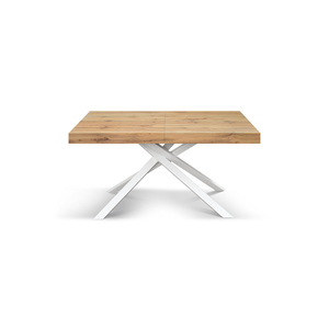 โต๊ะอาหารยืดหดได้ George ขนาด 180x90 ซม. รุ่น Rustic Oak ฐานโลหะ สำหรับใช้ภายใน - Product Image 1