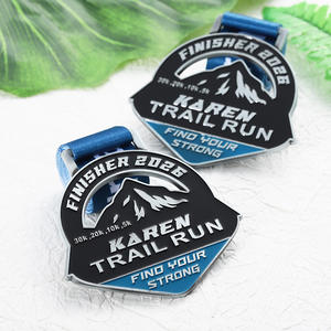 Medalla Deportiva Personalizada de Metal, Plateada Antigua, Esmaltada, de Aleación de Zinc, con Corte Hueco, para Carreras de Trail Running, Medalla de Finalista 3D - Product Image 3