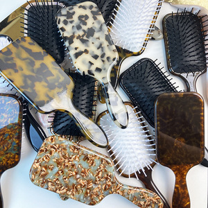Pettine per capelli in acetato con logo personalizzato antistatico a denti larghi semplice pettine per capelli in acetato di cellulosa