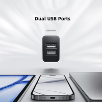   Adaptateur secteur certifié 5V 2A, chargeur mural double USB C, bloc de charge rapide AC, cube de charge rapide, utilisation à domicile et en voyage