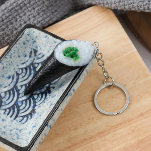 Realistic PVC Japanese Sushi Onigiri Keychain Mini Simulation Rice Roll Food Bag Charm Metal Split Key <b>Ring</b> Cute Snack Ornament - Product Image 3